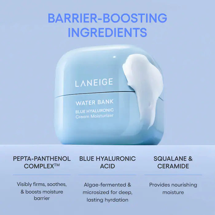 Laneige - Water Bank Blue Hyaluronic Cream Moisturizer for Moisture Barrier Repair